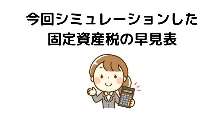 今回シミュレーションした固定資産税の早見表