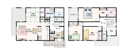 30坪の住宅の間取りの画像