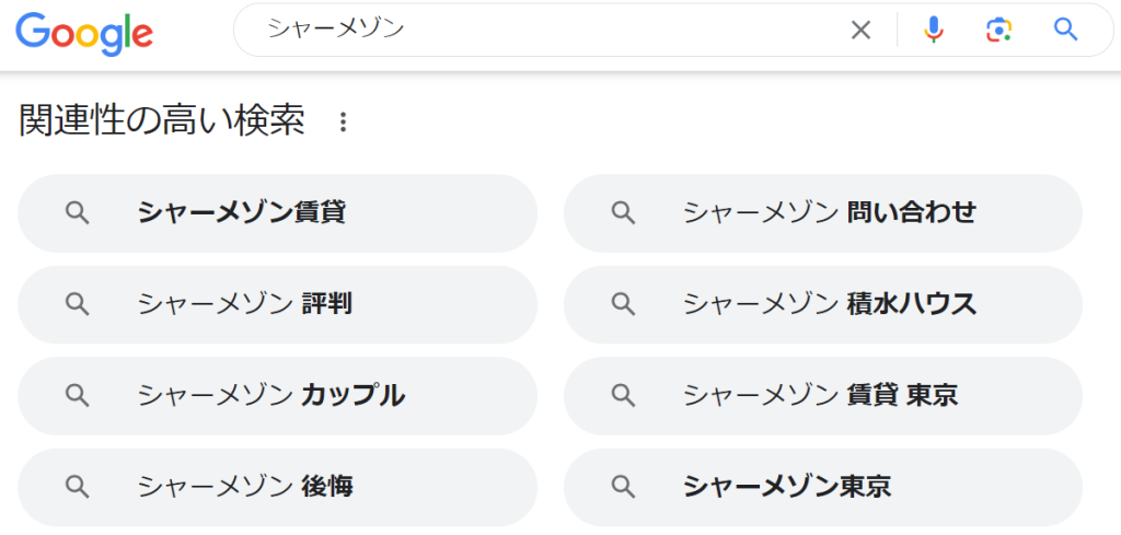 Google関連性の高い検索キーワードの画像