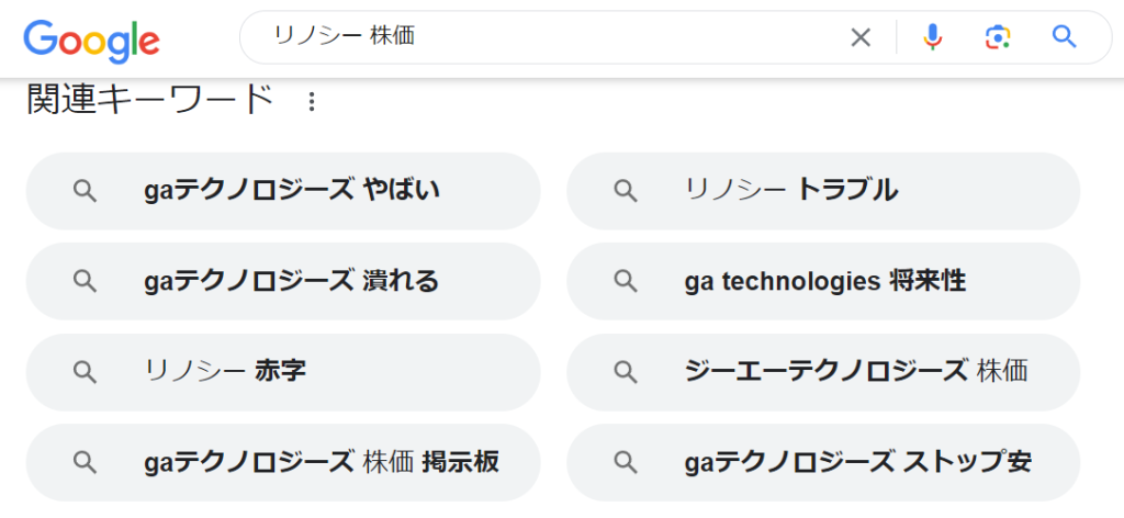 リノシーのGoogle検索結果